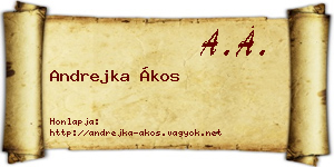 Andrejka Ákos névjegykártya